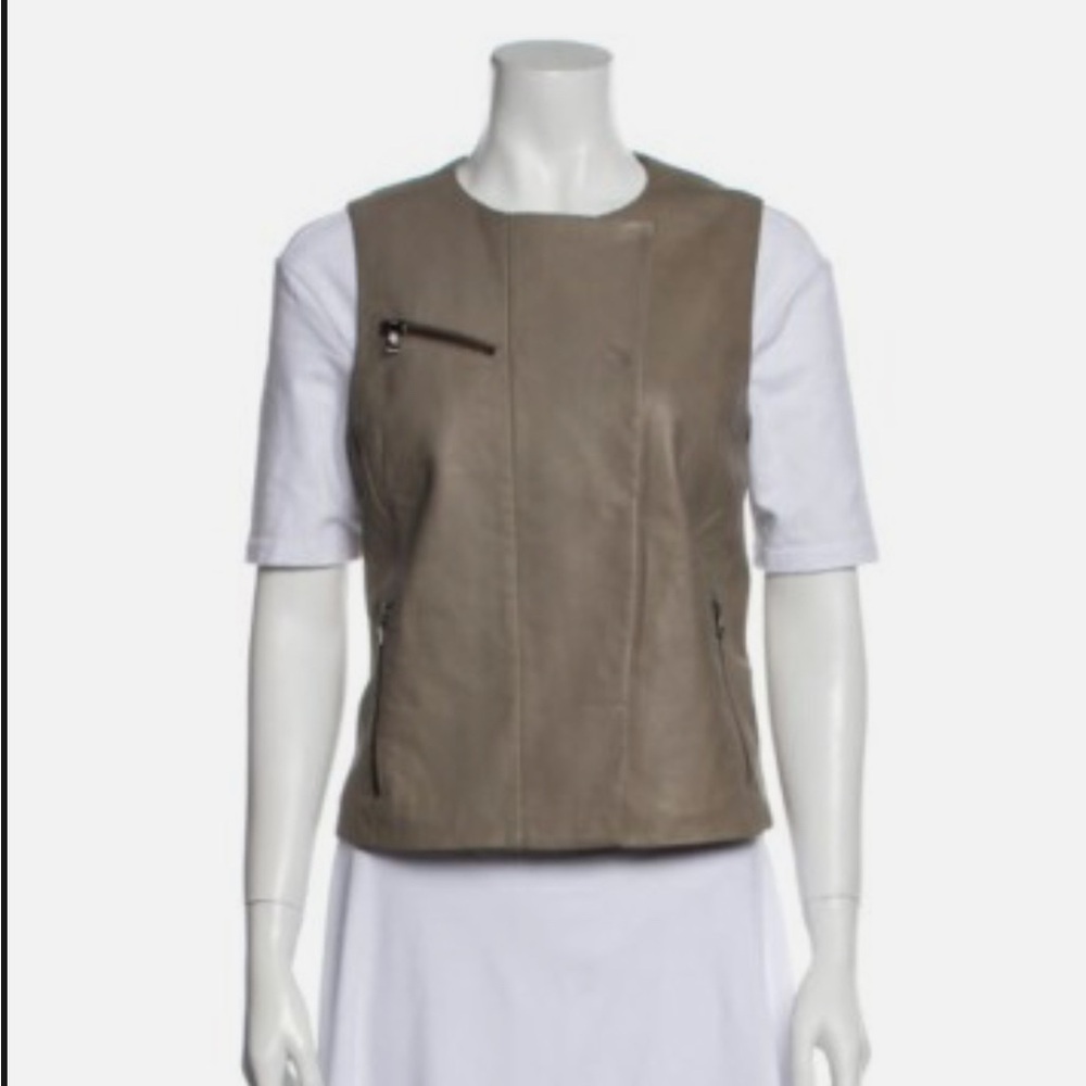 Genuine leather , J Brand vest with gunmetal zipper hardware SZ L